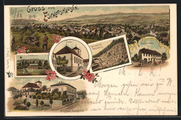 Delcampe - Lithographie Eschershausen / Lenne, Hotel Müller, Steinbruch Watermann, Kirche - Bergbau