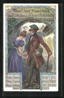 Delcampe - Künstler-AK Muss` I Denn` Muss` I Denn, Wanderer Verlässt Geliebte - Scouting