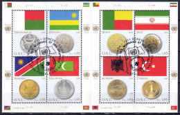 Delcampe - UNO Genf 2008 - Flaggen Und Münzen, Nr. 592 - 599 Im Klb., Gestempelt / Used - Blocs-feuillets