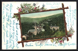 Delcampe - AK Schlangenbad /Nassau, Teilansicht Mit Kirche, Passepartout - Schlangenbad