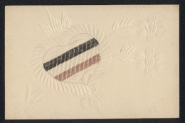 Delcampe - Papierkunst-AK Herz Mit Flagge Des Deutschen Reiches Und Blumen - Other & Unclassified