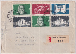 Delcampe - MiNr. 496-499 Schweiz  PORTOGERECHTER Ausland-R-Satz-Brief Gelaufen Ab ZÜRICH Nach PUERTO-RICO - Covers & Documents