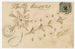 Delcampe - MILLE BAISERS FLEUR  -    REALISEE AU CANIF DECOUPAGE  CARTE ANCIENNE - Arte Popular
