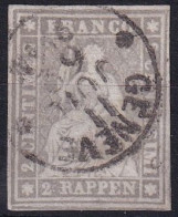Delcampe - MiNr. 19 (21Ga / SH 21B4) Weissrandig Mit Vollstempel GENEVE Marke Ist Visiert Von Der Weid - Used Stamps