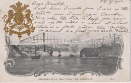 Delcampe - CANADA- Vignette 1903 Reversing Falls SAINT JOHN Tide Running Up,  With Embossed Crest - Undivded Rear To Liverpool Uk - St. John