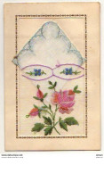 Delcampe - N°9257 - Carte Brodée Avec Pochette  - Rose - Bestickt
