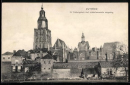 Delcampe - AK Zutphen, St. Walburgskerk Met Middeleeuwsche Omgeving - Zutphen