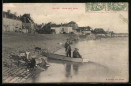 Delcampe - CPA Digoin, Bords De La Loire Avec Pêcheurs Et Maisons En Arrière-plan - Digoin