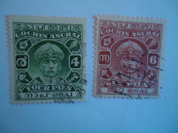 Delcampe - COCHIN  ANCHEL  INDIA  USED   STAMPS   2  KING - Cochin