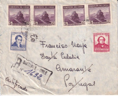 Delcampe - SA37c Chile, Santiago 1956 To Portugal, Lisbon, Locomotives Cover - Chile