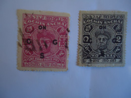 Delcampe - COCHIN  ANCHEL  INDIA  USED   STAMPS   2 KING  OVERPRINT - Cochin