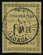 Delcampe - Oblitéré N° 12, 1f Noir Sur Jaune, Càd Central, T.B. Signé Brun - Sonstige & Ohne Zuordnung