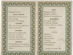 Delcampe - Menu Cartonné Avec Jolies Illustrations Et Dorures Auxonne 1876 - Menus