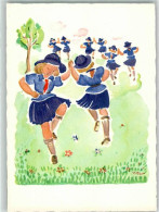 Delcampe - 13991797 - Sign. R. Rio  Schweiz Pfadfinderinnenbeim Tanz - Scouting