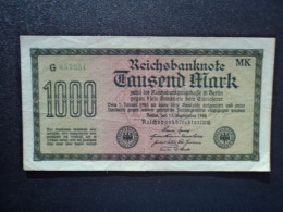 Delcampe - ALLEMAGNE : 1000 MARK   15.9.1922     CA (ROSENBERG) 75f / P 76h    TTB à TTB+ - 1000 Mark