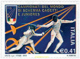 Delcampe - 122541 MNH ITALIA 2003 CAMPEONATO MUNDIAL DE ESGRIMA DE CADETES Y JUNIORS - Fechten