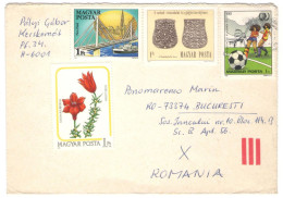 Delcampe - DANUBE BRIDGES, NOVI SAD, WARRIOR PLATES, ORANGE LILY, FOOTBALL WORLD CUP, SCHOLAE PIAE EMBLEM ON COVER, 1986, HUNGARY; - Briefe U. Dokumente
