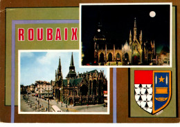 Delcampe - 59 ROUBAIX / EGLISE ST MARTIN DE JOUR ET DE NUIT / BLASON - Roubaix