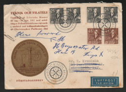 Delcampe - $#$#(AD2512)-SVERIGE SWEDEN-Postal History-1951-Polhem FDC Cover From Stockholm To Australia By Air Mail - 1930- ... Rollen II
