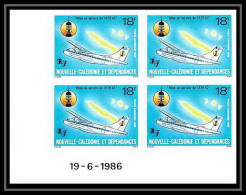 Delcampe - 91763b Nouvelle-Calédonie N°252 Avion Atr 42 1986 Aviation (plane Avion) Non Dentelé Imperf ** MNH Bloc 4 Coin Daté - Imperforates, Proofs & Errors