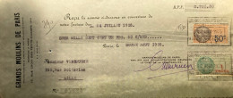Delcampe - Lettre De Change Reçu - GRANDS MOULINS DE PARIS - 12 AOUT 1935 - 2701.50 FRANCS - Letras De Cambio