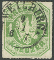Delcampe - PREUSSEN 22 O, 1867, 1 Kr. Smaragdgrün, TUT-Stempel WEILBURG, Pracht - Sonstige & Ohne Zuordnung