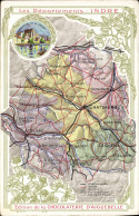 Delcampe - CPA Carte Geographique Chocolaterie D'Aiguebelle Indre - Landkarten
