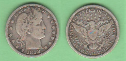 Delcampe - America 1/4 $ 1898 Quarter BARBER Amérique USA Silver Coin - 1892-1916: Barber