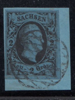 Delcampe - Sachsen, Mi.Nr. 7 Freim. König Friedrich August II. (2 Ngr.), Gestempelt - Sachsen