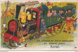 Delcampe - VILSEPT20-   NERAC  EN LOT ET GARONNE  CARTE SYSTEME COMPLET  EN VITESSE ET SANS SECOUSSE        CPA CIRCULEE - Nerac