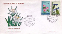 Delcampe - 1966-MAURITANIA Fiori F.20 E 60 (210+213) Su Busta Fdc - Mauretanien (1960-...)