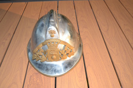 Delcampe - Casque De Pompier Modèle 1933 De TRESSANGE 57 - Cascos