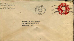 Delcampe - Cover From Northampton, Massachusetts To Atlanta, Georgia - "Bridgman & Lyman, Northampton" - 1921-40