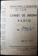Delcampe - OLD PAPERS, ROMANIAN RADIO SUBSCRIPTION CARD, MINISTRY OF POST AND TELECOMMUNICATIONS, RADIO SUBSCRIBER BOOKLET - Lidmaatschapskaarten