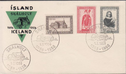 Delcampe - 1956. ISLAND. Skalholt Church Complete Set On Cover Cancelled With Special Postmark SKALH... (Michel 300-302) - JF602908 - Covers & Documents