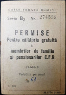 Delcampe - OLD PAPERS, ROMANIAN RAILWAYS (C.F.R.) IDENTITY CARD/PASS, 1963, SERIES B2, NUMBER 274555 - Europa