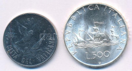 Delcampe - Vatikán 1986. 50L Acél "II. János Pál" + Olaszország 1966. 500L Ag, Mindkettő Kapszulában T:AU Vatican 1986. 50 Lire Ste - Non Classés