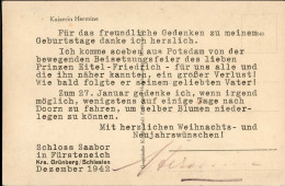 Delcampe - Autograph/Autogramme Kaiserin Hermine Maschinengeschrieben AK Mit Unterschrift Schloss Saabor 1942 - Otros & Sin Clasificación