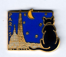Delcampe - Pin's Chat La Nuit Sur Les Toits De Paris EGF - Animales