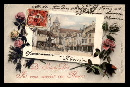 Delcampe - 88 - SAINT-DIE - JE VOUS ENVOIE CES FLEURS - VUE DE LA PLACE - Saint Die