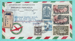 Delcampe - LETTRE RECOMMANDEE DE MEXICO POUR ARNOUVILLE DU 11 SEPTEMBRE 1945 - 2 SCANS - Mexique