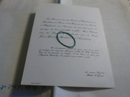 Delcampe - IM26-2  Invitation  Marie Eleonore Van Der Linden D'Hoeghworst  Comte Jean-Marie  De Marchant Et D'Ansembourg 1966 - Hochzeit