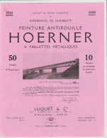 Delcampe - Publicité Peinture Antirouille HOERNER - Extrait Du Catalogue 1934 - Usine à Aubervilliers (Seine) - Pubblicitari