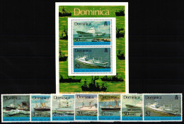 Delcampe - Dominica 437-443 Und Block 32 Postfrisch Schifffahrt #JH897 - Dominique (1978-...)
