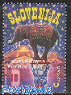 Delcampe - Slovenia 2002 Europa, Circus 1v, Mint NH, History - Nature - Performance Art - Europa (cept) - Elephants - Circus - Circus