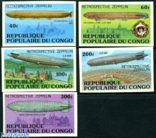 Delcampe - Congo Republic 1977 Zeppelin 5v Imperforated, Mint NH, Transport - Zeppelins - Zeppelins