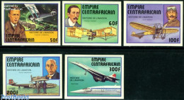 Delcampe - Central Africa 1977 Aviation History 5v Imperforated, Mint NH, Transport - Concorde - Aircraft & Aviation - Concorde