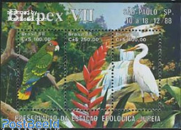 Delcampe - Brazil 1988 Brapex S/s, Mint NH, Nature - Birds - Parrots - Neufs
