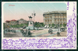 Delcampe - Milano Città Foro Bonaparte Monumento Giuseppe Garibaldi Cartolina RT5335 - Milano (Mailand)