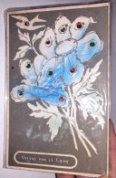 Delcampe - CPA , Fleurs Offert Par Le Coeur, Pailletée  , (vierge) - Blumen